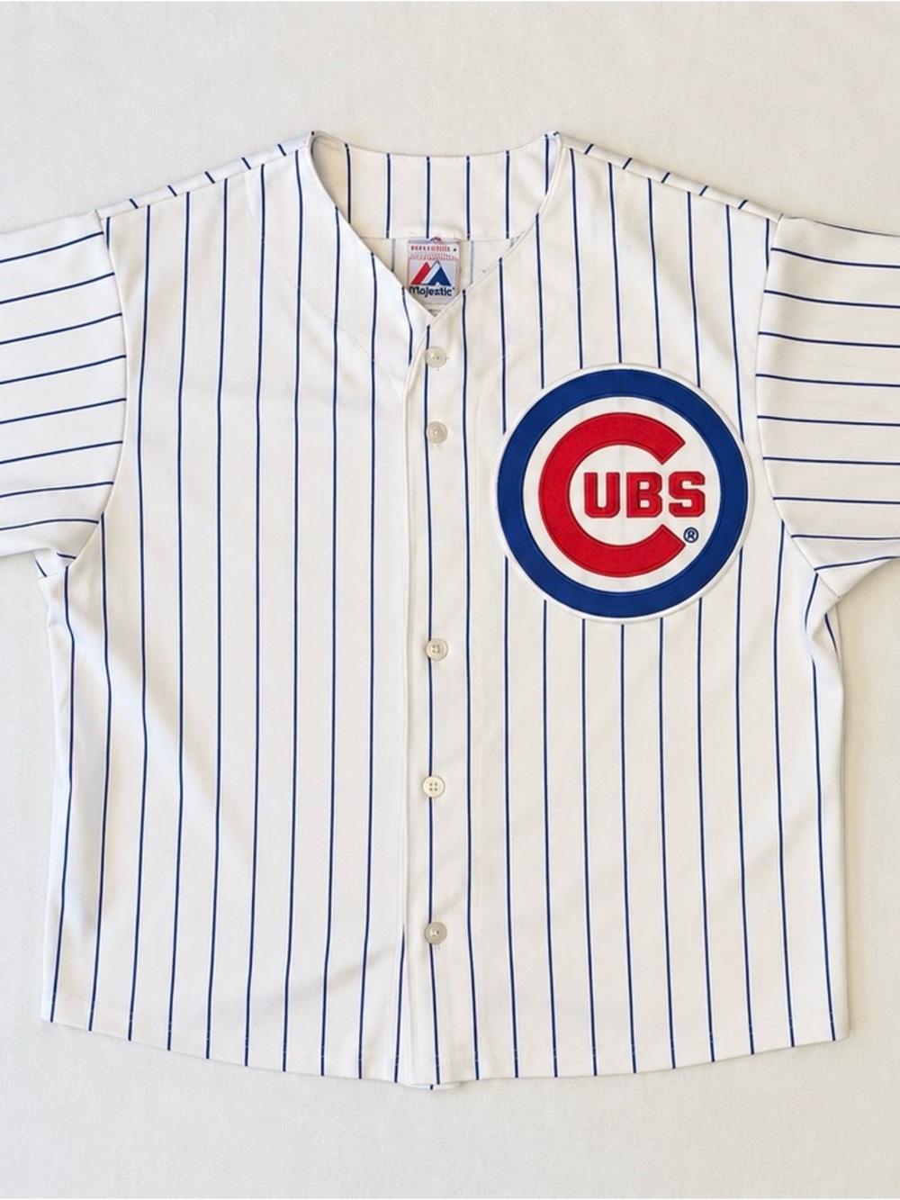 Chicago Cubs Women’s Majestic Pinstripe Jersey Custom Crop Top MLB Baseball